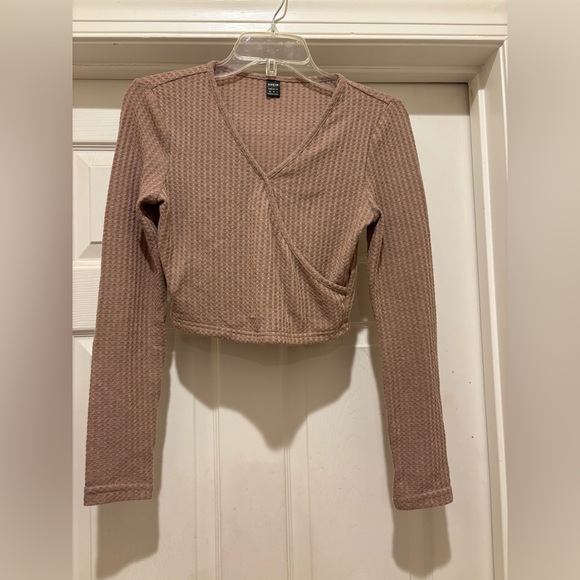 SHEIN Textured Tops-Mauve & Beige - Picture 3 of 13